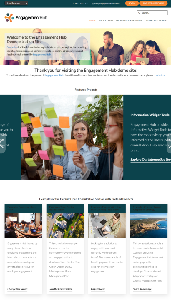 Ederra Home page theme Engagement Hub