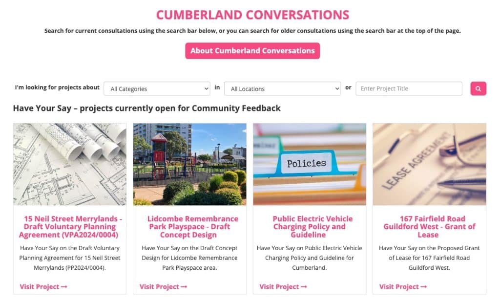 Cumberland city council community engagement platform